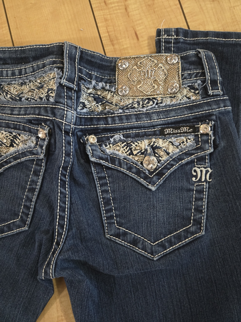 Miss Me Dark Blue Embroidered Boot Cut Jeans - Picture 2 of 3